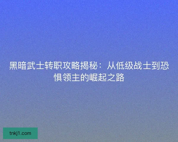 黑暗武士转职攻略揭秘：从低级战士到恐惧领主的崛起之路