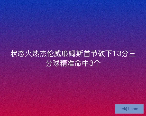 状态火热杰伦威廉姆斯首节砍下13分三分球精准命中3个